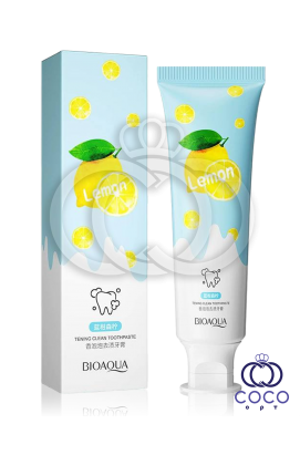 Зубная паста со вкусом лимона Bioaqua Lemon Bubble Stain Removal Toothpaste 100 мл МЯТАЯ УПАКОВКА