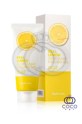 Пилинг Farm Stay Real Lemon Deep Clear Peeling Gel с экстрактом лимона МЯТАЯ КОРОБКА