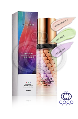 Выравнивающая база под макияж Jomtam Isolation Three Color Grooming трехцветная 40 гр