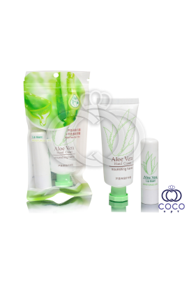 Набор крем для рук и гигиеническая помада для губ Aloe Vera с экстрактом Алоэ Вера