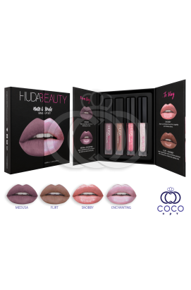 Набор жидких матовых помад Huda Beauty Matte & Strobe Minis Lip Set Cool Pinks (Medusa)