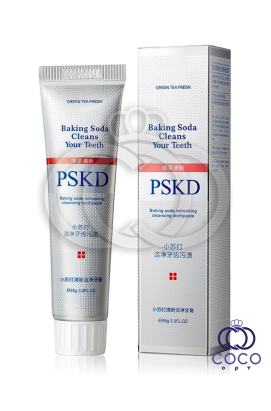 Отбеливающая зубная паста с зеленым чаем и содой PSKD Baking Soda Refreshing Cleansing Tothpaste 85 g МЯТАЯ КОРОБКА